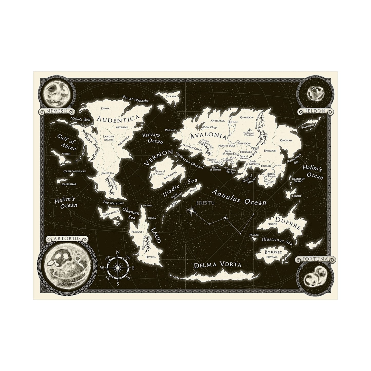 ERIDU WORLD MAP - Satin Posters (210gsm)